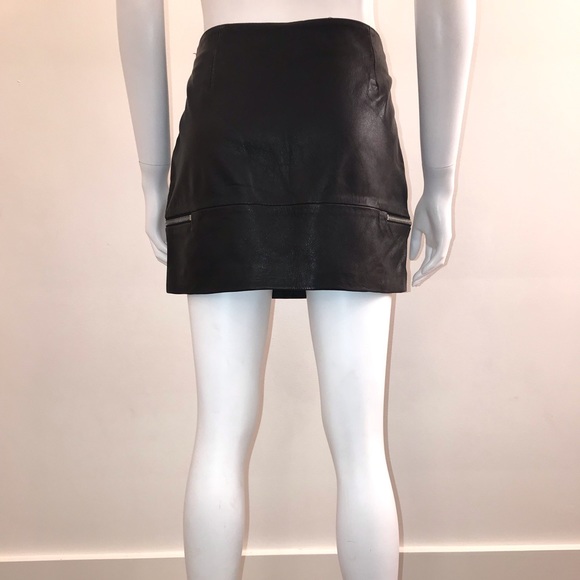 ZARA BLACK MOTORCYCLE LEATHER SKIRT - Picture 4 of 5